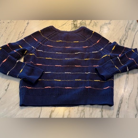 Cable Stitch Women's Stripe Sweater, Crewneck Long Sleeve Knitted Pullover Small - Picture 6 of 8